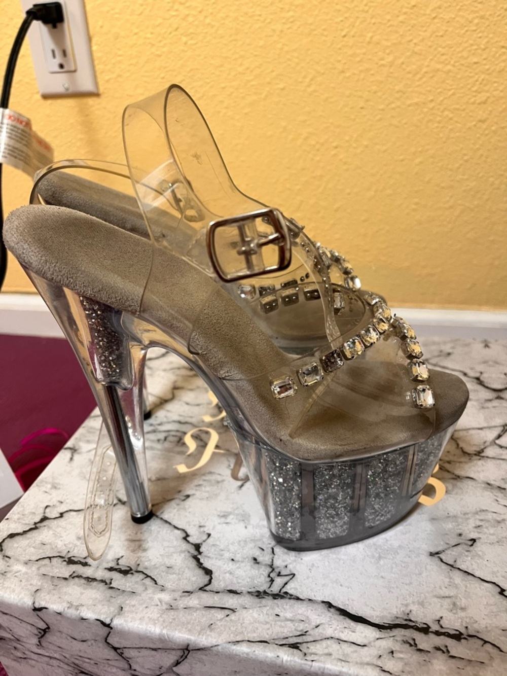 Pleasers bling Gem-Embellished Platform Heels - used - Picture 4 of 5